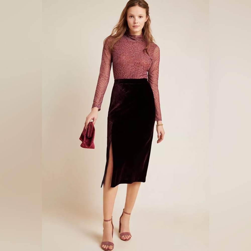 Anthropologie Velvet Skirt